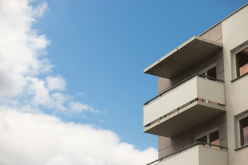 Balconies against the blue sky
