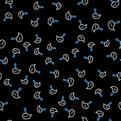 Line Bicycle helmet icon isolated seamless pattern on black background. Extreme sport. Sport equipment. Vector