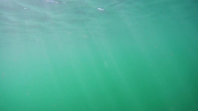 Sunrays in the ocean under water