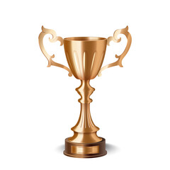Fototapeta na wymiar Realistic bronze champion cup Icon isolated. Championship trophy, prize for third place win
