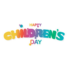 Vector illustration. Happy Children's day handwritten lettering. Happy Children's day typography vector design for greeting cards and poster. Design template celebration.