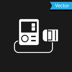 White Blood pressure icon isolated on black background. Vector Illustration