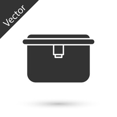Grey Lunch box icon isolated on white background. Vector Illustration