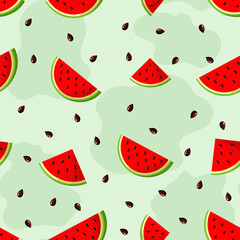 Vector seamless pattern with watermelon wedges.