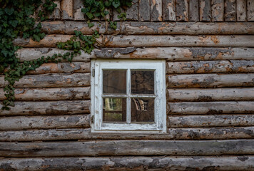 Wooden wall and window of an old hut