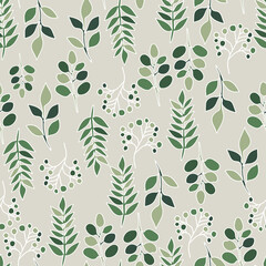 vector seamless leaves and mushrooms pattern collection