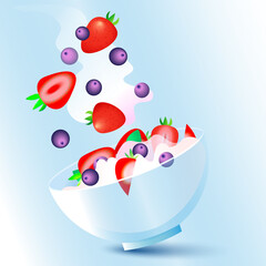 Vector illustration of yogurt with berries