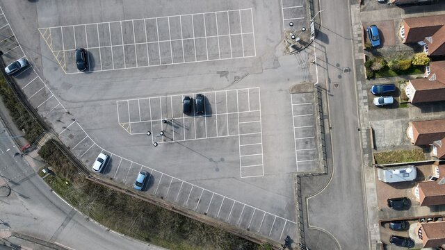 Empty Car Park UK Drone Overhead Image 