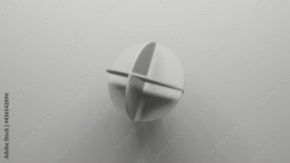 Aufkleber white realistic 3d paper circles in sphere shape rotates in random direction. abstract simple seamle