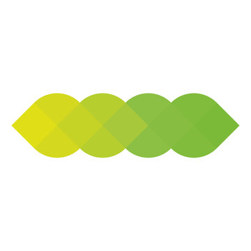 Green pixelized mosaic logo design element. Abstract wavy shape. Simple flat vector graphic symbol