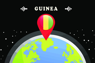 
guinea Flag in the location mark on the globe