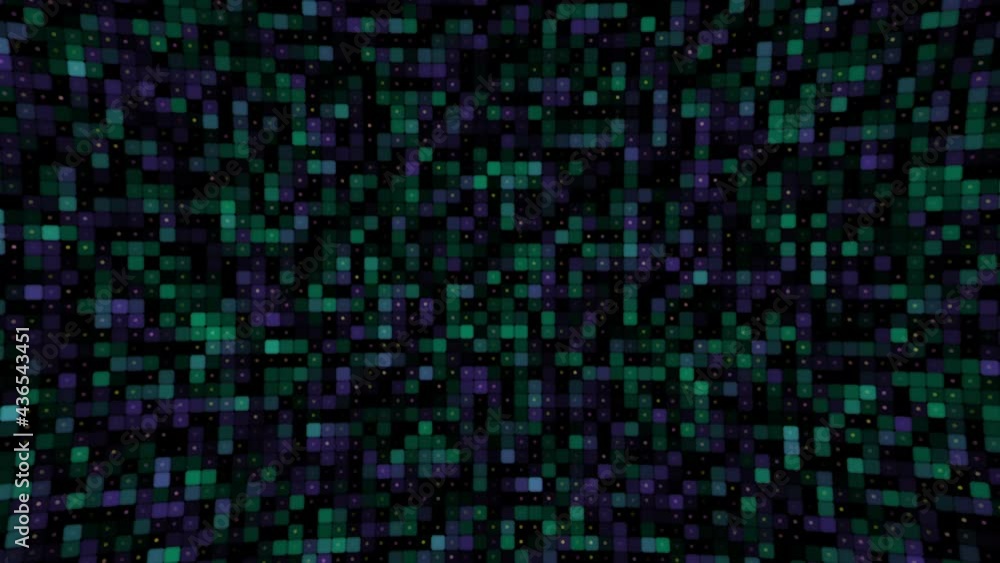 Aufkleber green and violet abstract square tiles in seamless loop animated mosaic. simple motion graphic backg