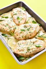 Chicken breast in creamy garlic sauce