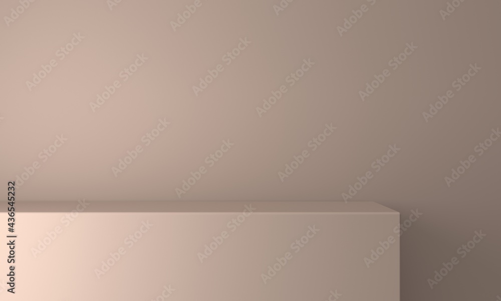 Poster empty shelf on brown wall. 3d rendering