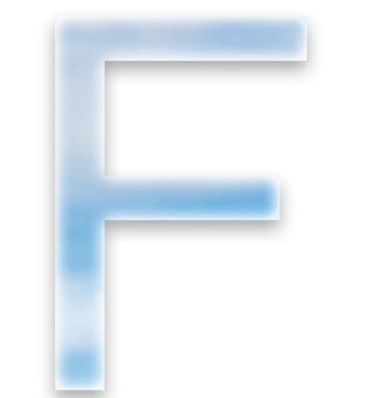 Capital letter F filled with an image of clouds on a transparent background.