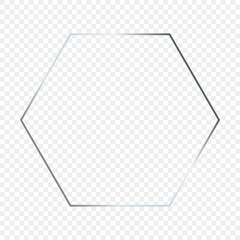 Silver glowing hexagon frame