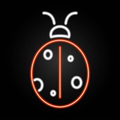 Beetle neon sign, modern glowing banner design, colorful modern design trend on black background. Vector illustration.