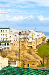 Beautiful panorama of old medina in city Tangier, Morocco