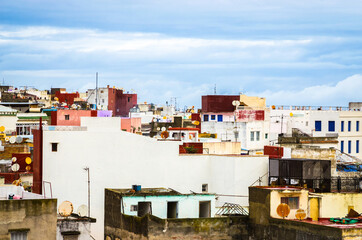Beautiful panorama of old medina in city Tangier, Morocco