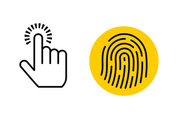 Finger print and clicking hand icons. Vector elements for design