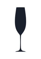 Champagne glass glass icon. (Champagne glass glass vector silhouette)