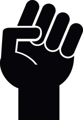 Vector flat fist hand silhouette isolated on white background