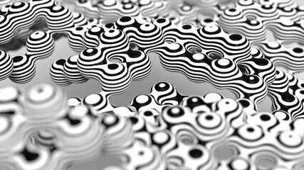 volumetric metamorphosis in black and white stripes