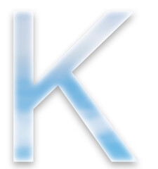 Capital letter K filled with an image of clouds on a transparent background..