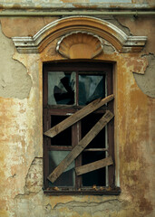 Abandoned. A window in an old ruined house. South of Russia.