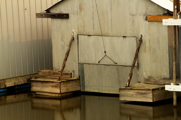 Rustic boathouse on the Mississippi River