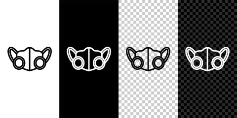 Set line Medical protective mask icon isolated on black and white background. Vector.