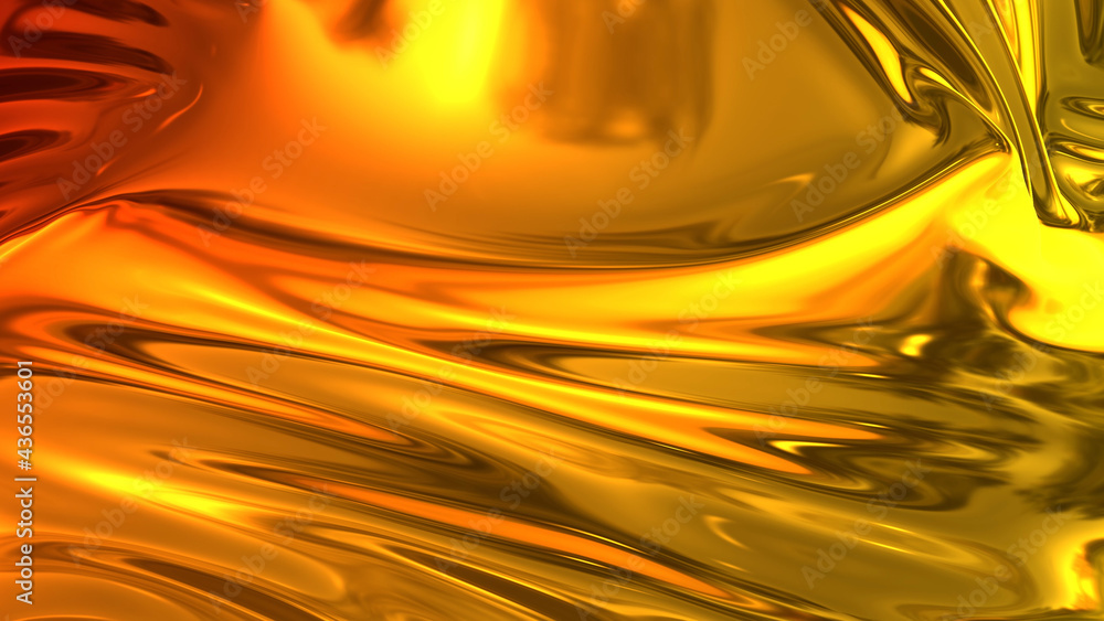 Aufkleber 3d render beautiful folds of light shiny silk, like foil or metallic surface in full screen. beautif