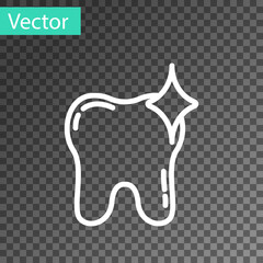 White line Tooth whitening concept icon isolated on transparent background. Tooth symbol for dentistry clinic or dentist medical center. Vector