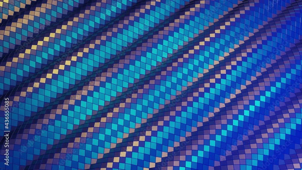 Aufkleber 3d render. stylish creative abstract low poly background. abstract waves on glossy surface. simple m