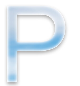 Capital letter P filled with an image of clouds on a transparent background..
