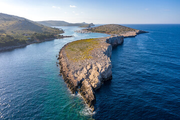 Amazing Kornati Islands national park panoramic aerial view, landscape of Dalmatia Croatia Piskera