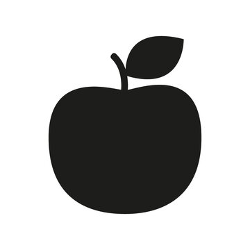 recommend clip art: Black silhouette apple, harvest ripe fruit icon. Popular healthy garden food. Apple fruit. Vector flat illustration