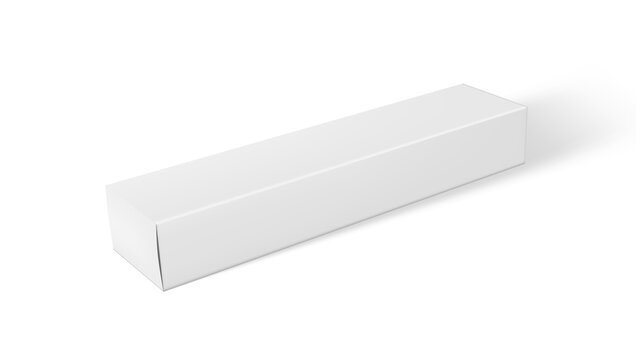 3D White Long Cardboard Closed Box With Shadow