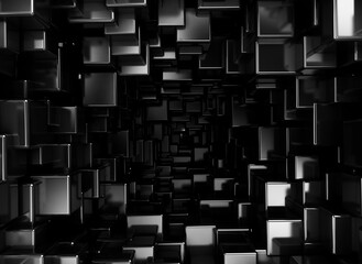 Black metallic 3d cubes background	