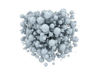 Abstract light blue spheres floating on white background