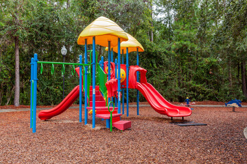 Colorful playground in a neighborhood for kids to enjoy