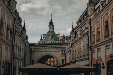 Fototapeta na wymiar Vintage historic beautiful buildings in Moscow city center