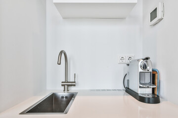Close up of elegant sink in luxury kitchen