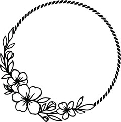 Decorative frame with flowers on white background