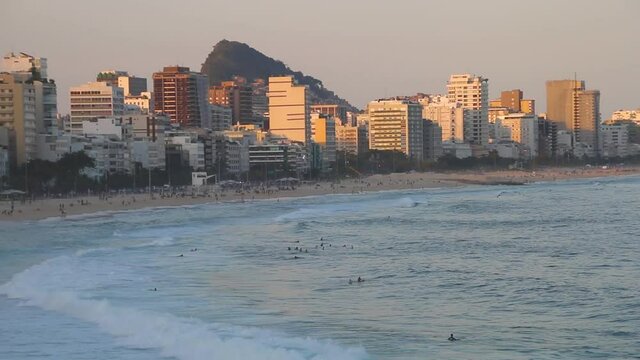 view of leblon beach from the top of leblon viewpoint in rio de janeiro brazil.