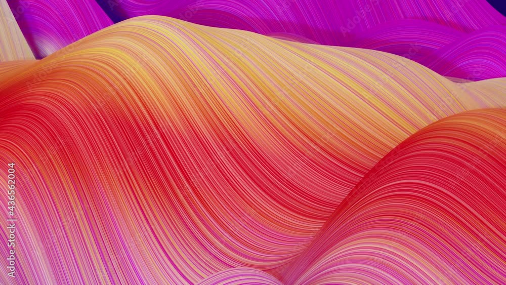 Aufkleber smooth animation. beautiful abstract background of waves on surface, red yellow purple color gradien