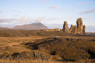 Fototapeta na wymiar Views of the Lóndrangar volcanic plugs, Snæfellsnes Peninsula, Iceland