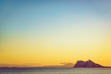 Fototapeta na wymiar British Gibraltar rock on spanish coast.
