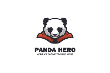 Panda Hero Cartoon Mascot Logo Template