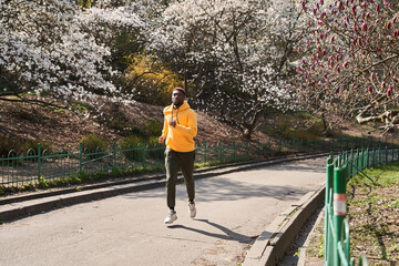 Running with delight at the spring park and trying to keep body fit